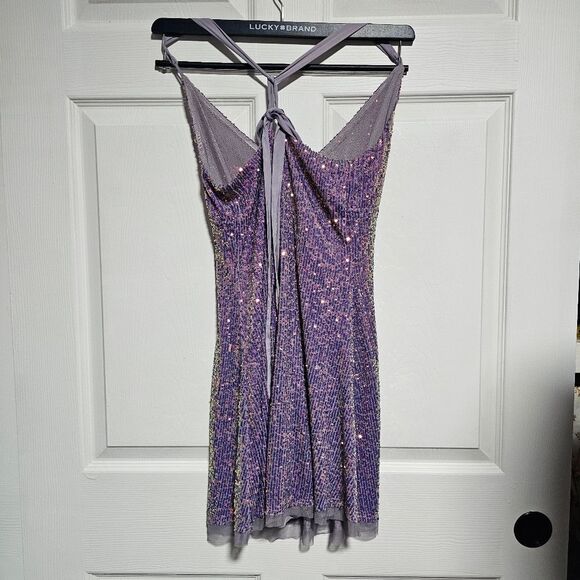 Intimately Free People Gold Rush Lilac Iridescent Mini Slip Dress Size Small - Picture 3 of 11